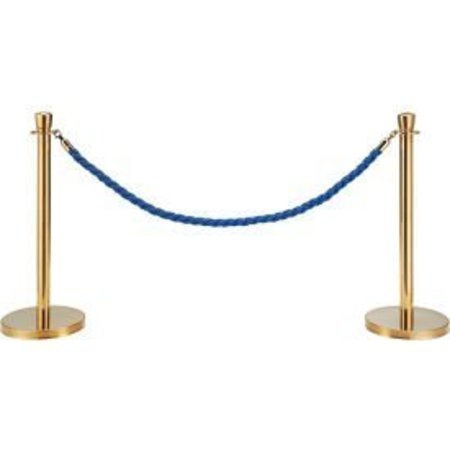 GLOBAL EQUIPMENT Global Industrial„¢ Blue Vinyl Braided Rope 59" With Ends For Portable Gold Post EK-S2-BL